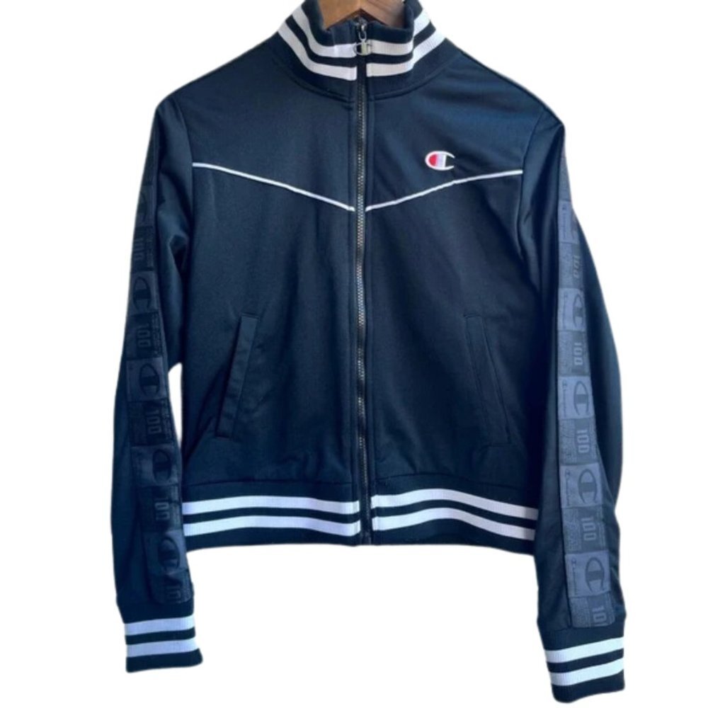 CHAMPION Tricot Track Jacket Women’s Small Black Full-Zip